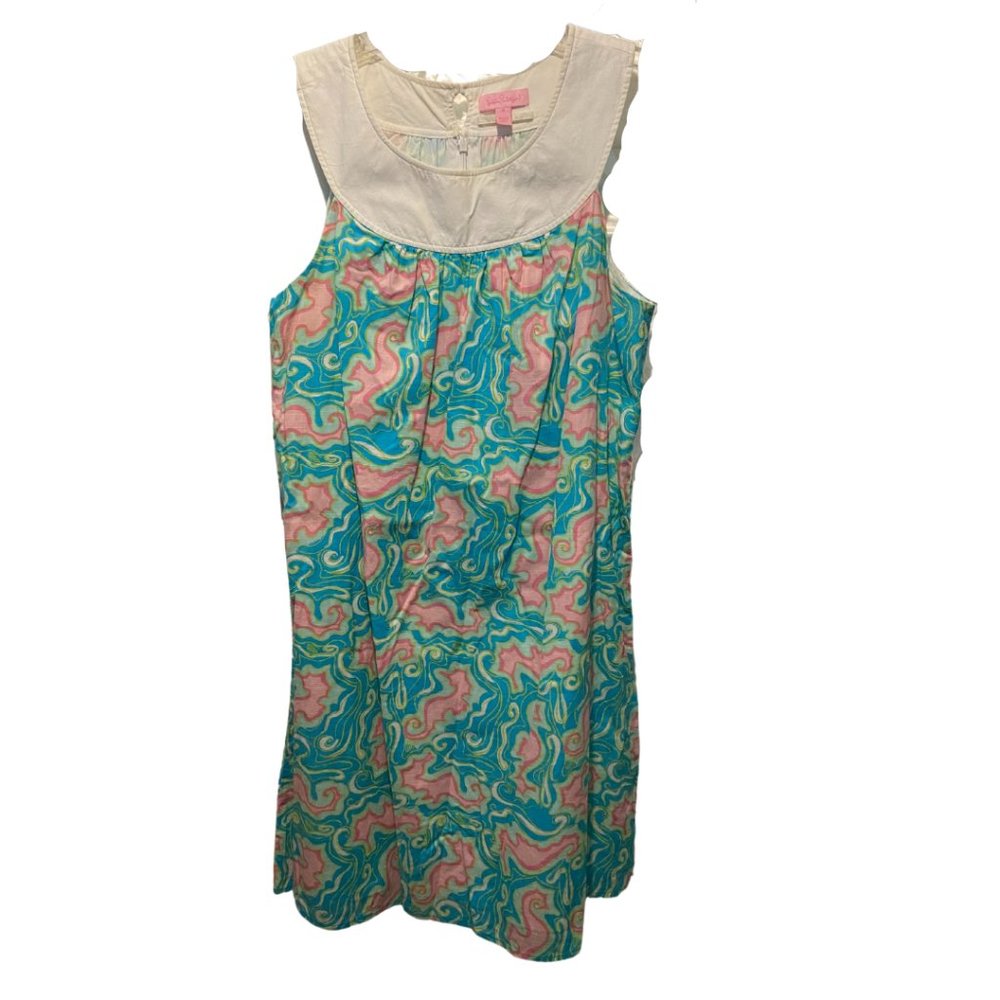 Lilly Pulitzer Blue pink seahorse dress sz 8